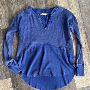 We The Free Monterey Royal Blue Waffle thermal Knit Top